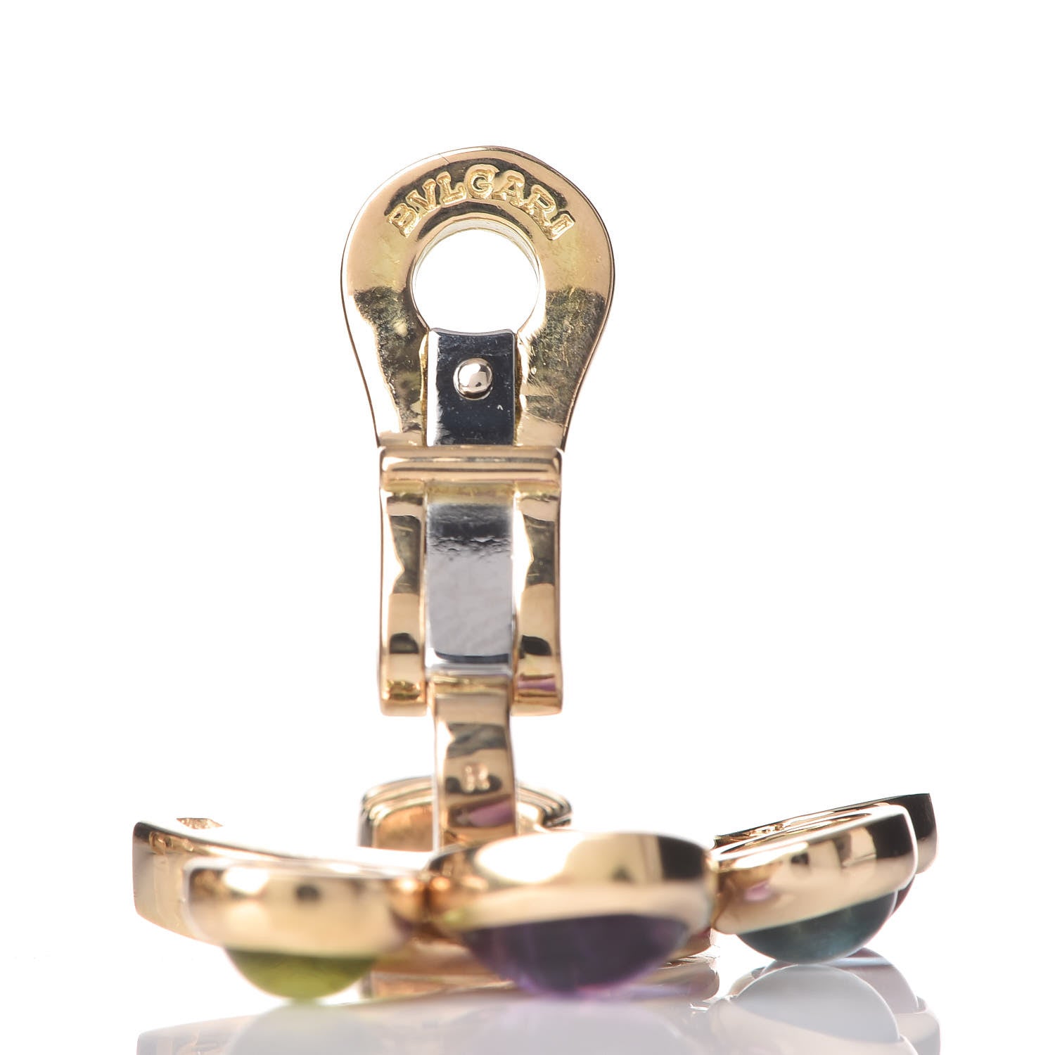 Bulgari 18K Yellow Gold Pink Tourmaline Blue Topaz Amethyst Citrine Peridot Allegra Earrings 4 of 7