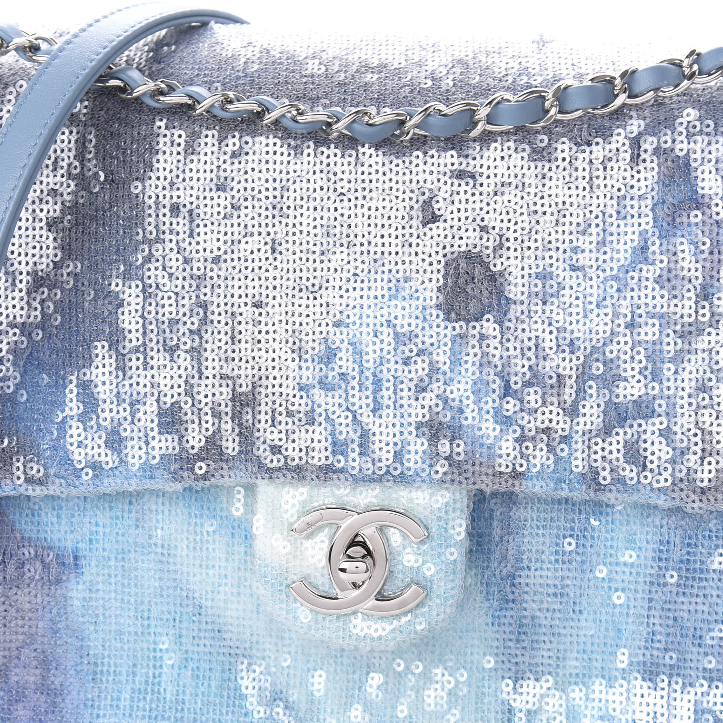 Sequin Large Waterfall Flap Light Blue