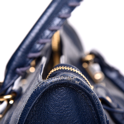 Balenciaga Chevre Gold Metallic Edge Hardware City Bleu Nuit Dark Sea 10 of 12