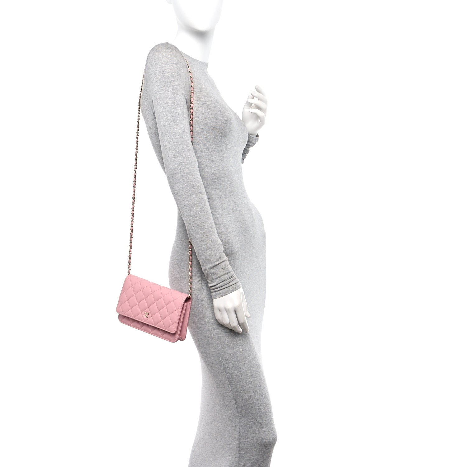 Chanel Caviar Quilted Wallet on Chain WOC Light Pink 2 of 11