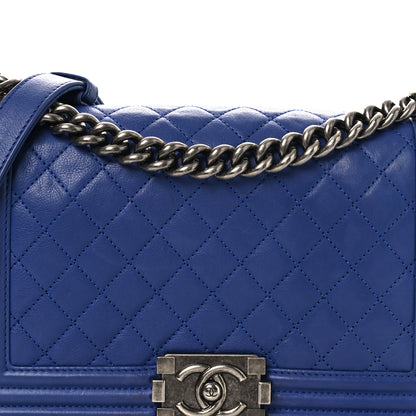 Chanel Calfskin Quilted Medium Boy Flap Blue 6 of 16