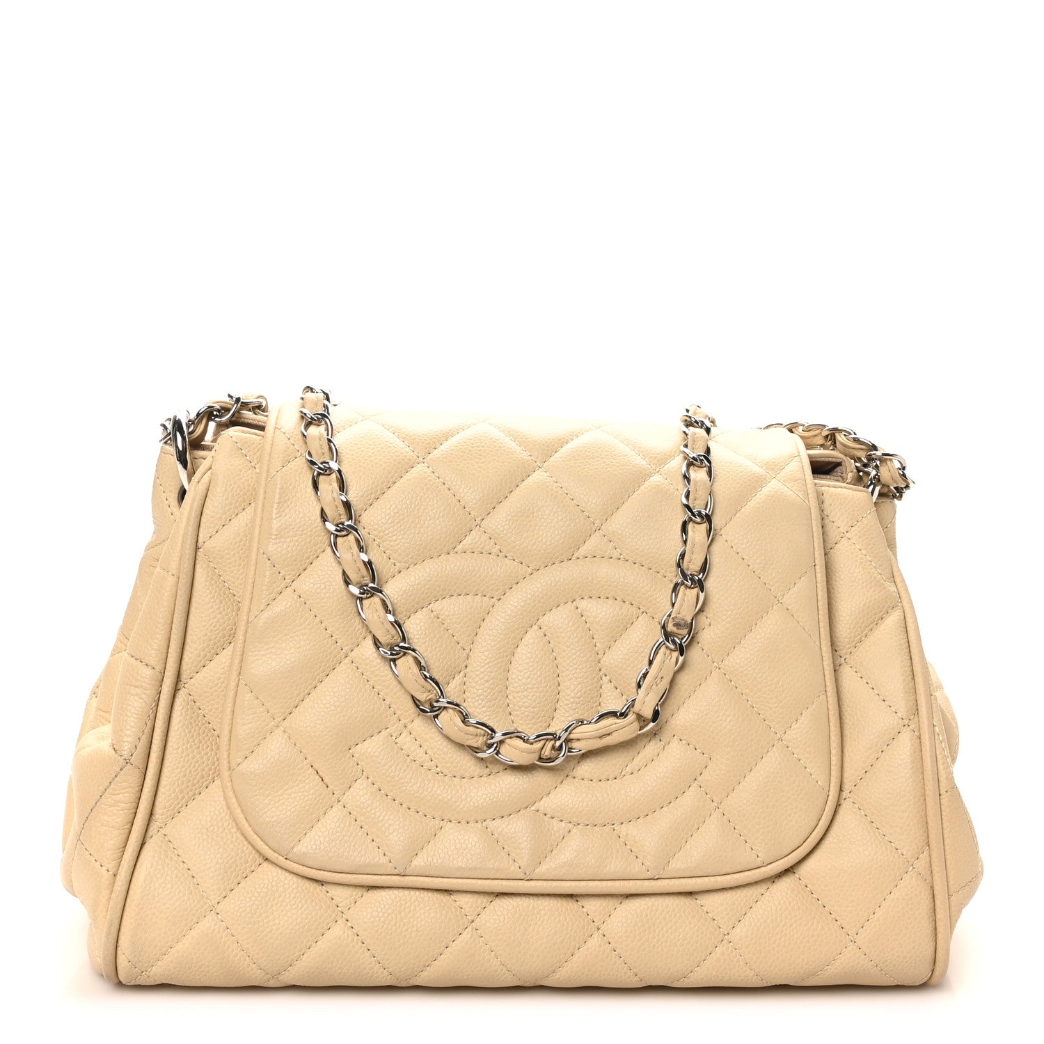 Chanel Caviar Quilted Timeless Accordion Flap Light Beige 1 of 11