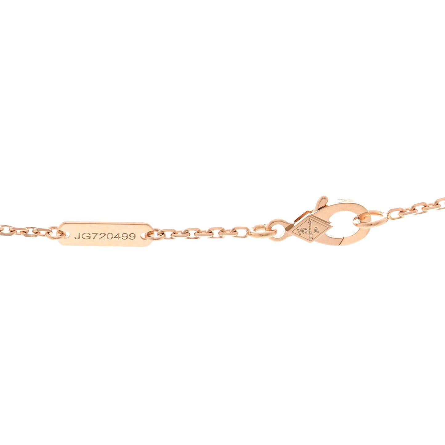 18K Rose Gold Diamond Pink Mother of Pearl Vintage Alhambra Pendant Necklace