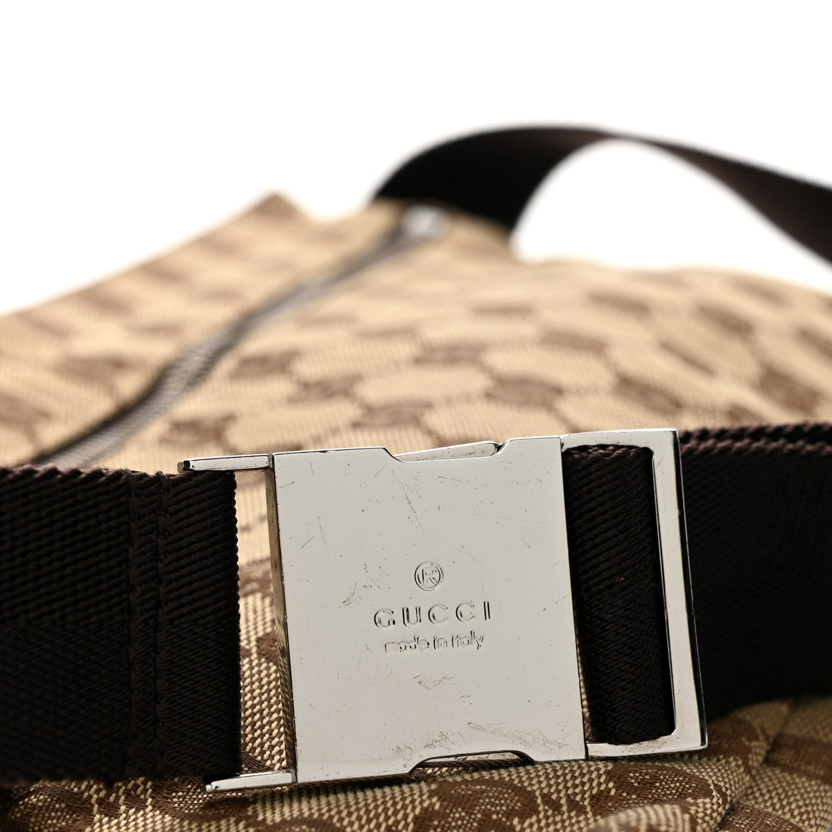 GG Monogram Double Pocket Belt Bag Dark Brown
