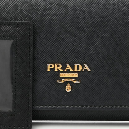 Prada Saffiano Metal Continental Flap Wallet Black 8 of 13