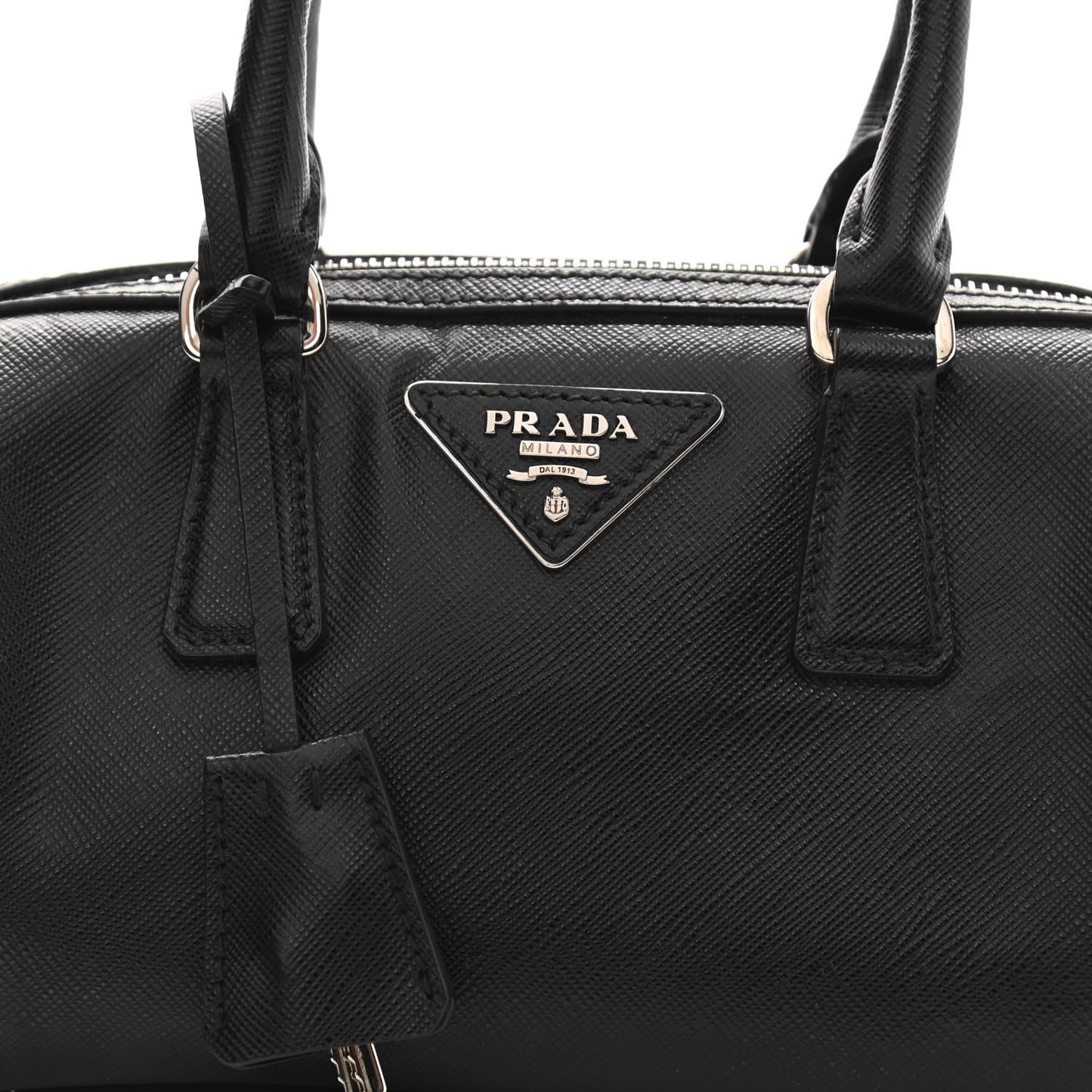 Saffiano Lux Mini Convertible Bowler Black White