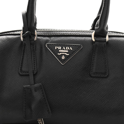 Prada Saffiano Lux Mini Convertible Bowler Black White 7 of 11