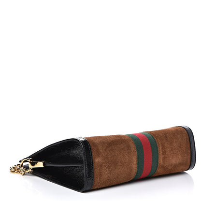 Gucci Suede Patent Web Small Ophidia Chain Shoulder Bag Nocciola Black 4 of 13