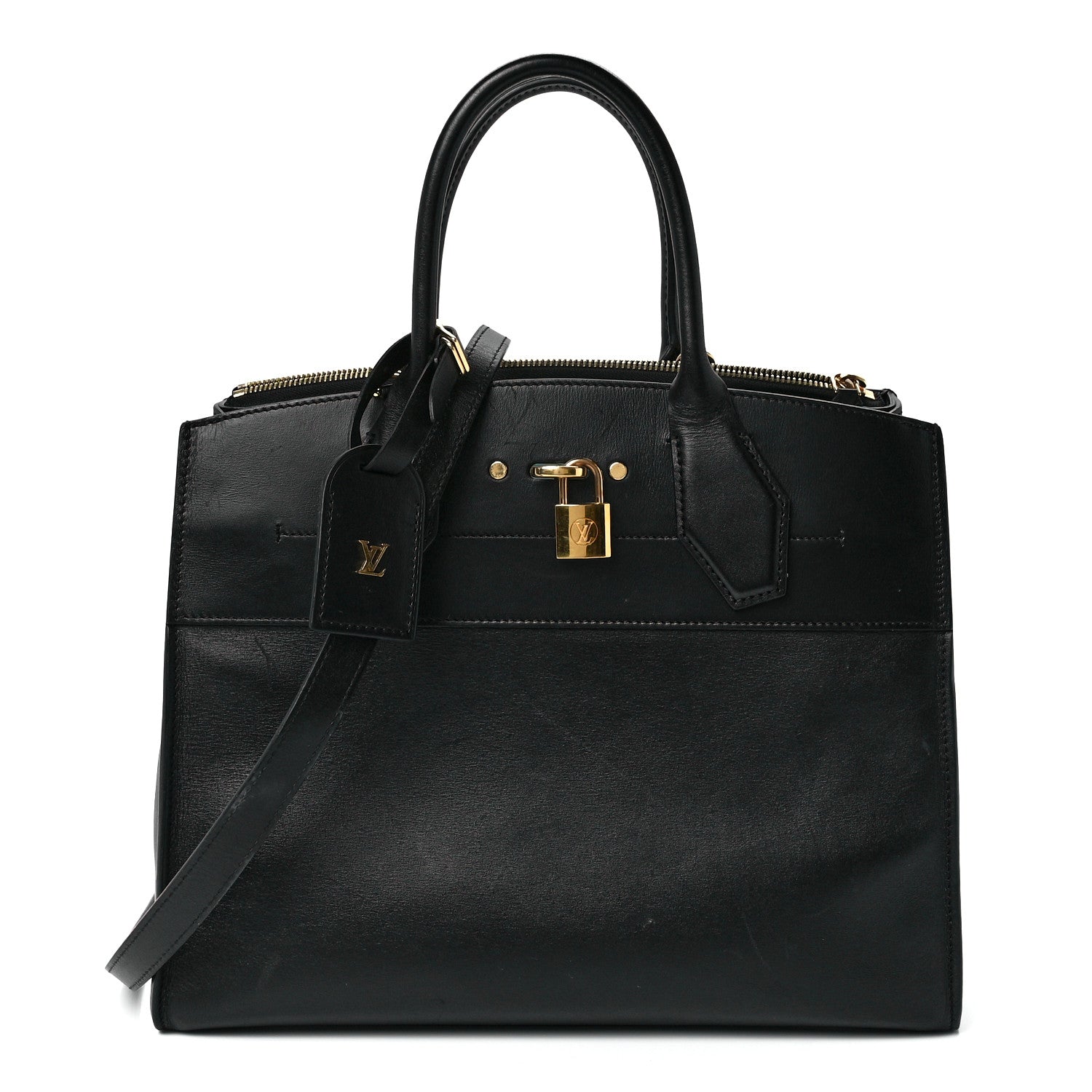 Louis Vuitton Calfskin City Steamer MM Black 1 of 13
