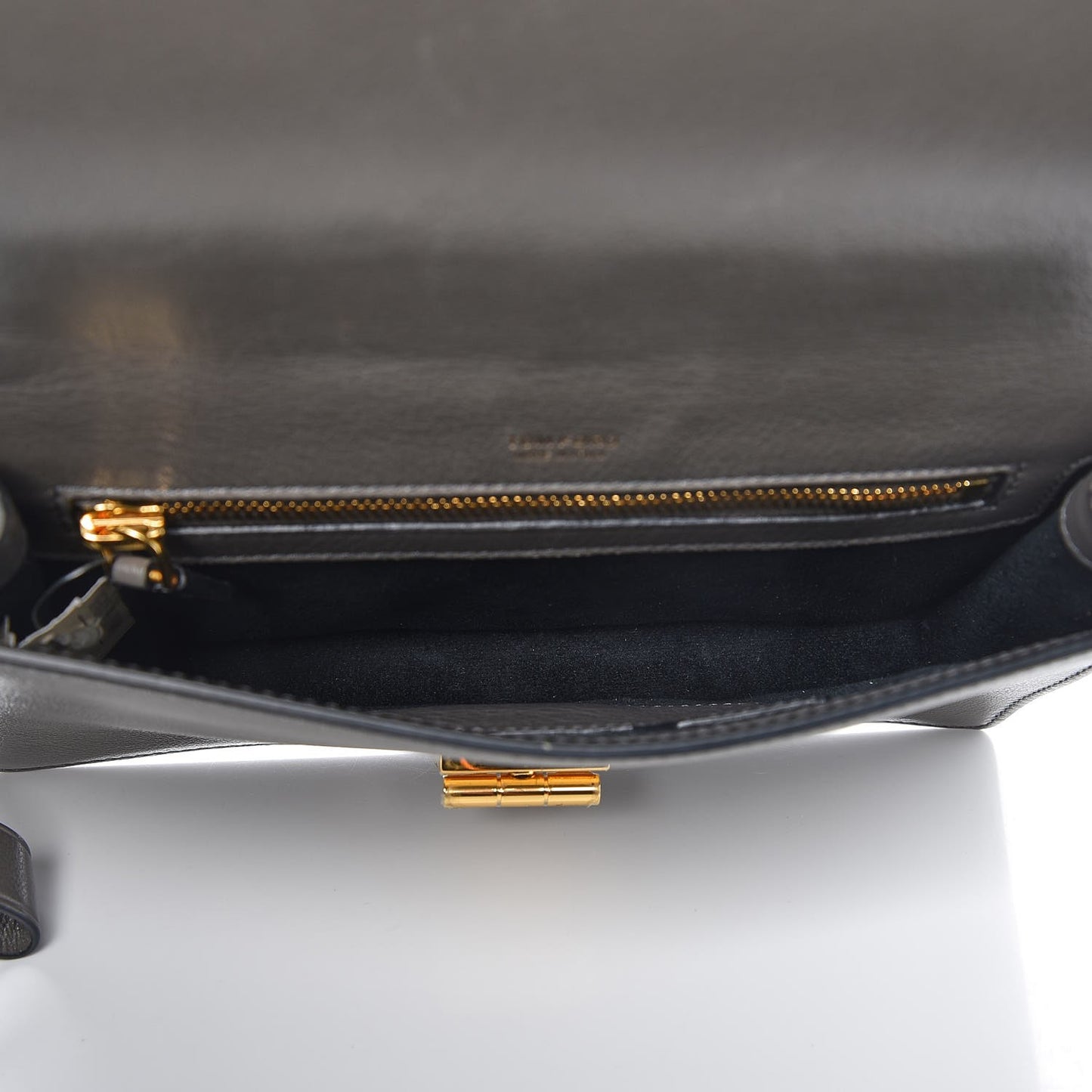 Calfskin Turn Lock Wristlet Grey