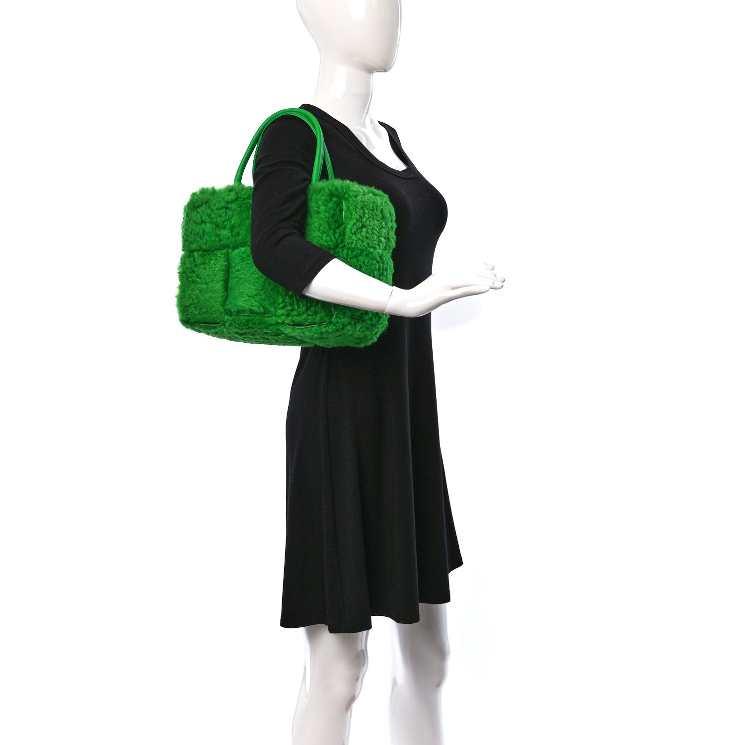 Bottega Veneta Shearling Small Intrecciato Arco Tote Parakeet 2 of 8