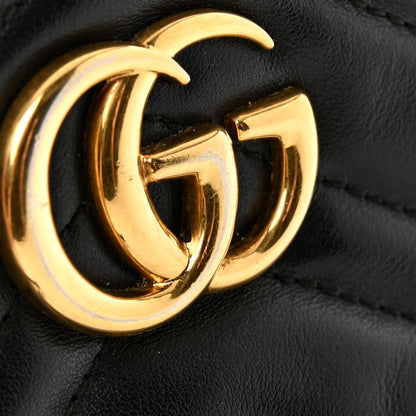 Gucci Calfskin Matelasse Mini GG Marmont Chain Shoulder Bag Black 12 of 14