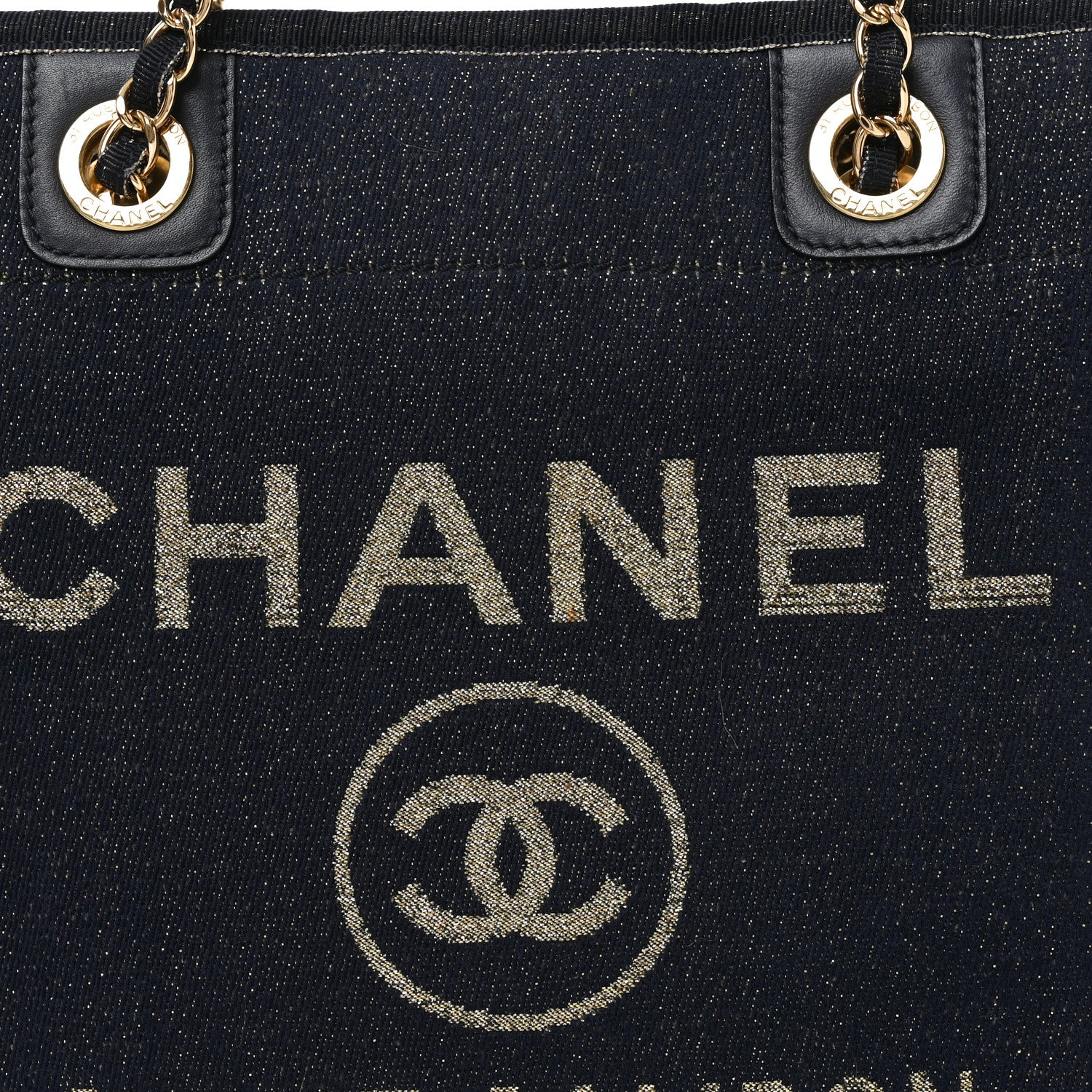 Chanel Lurex Canvas Mini Deauville Tote Navy Blue Gold 8 of 10