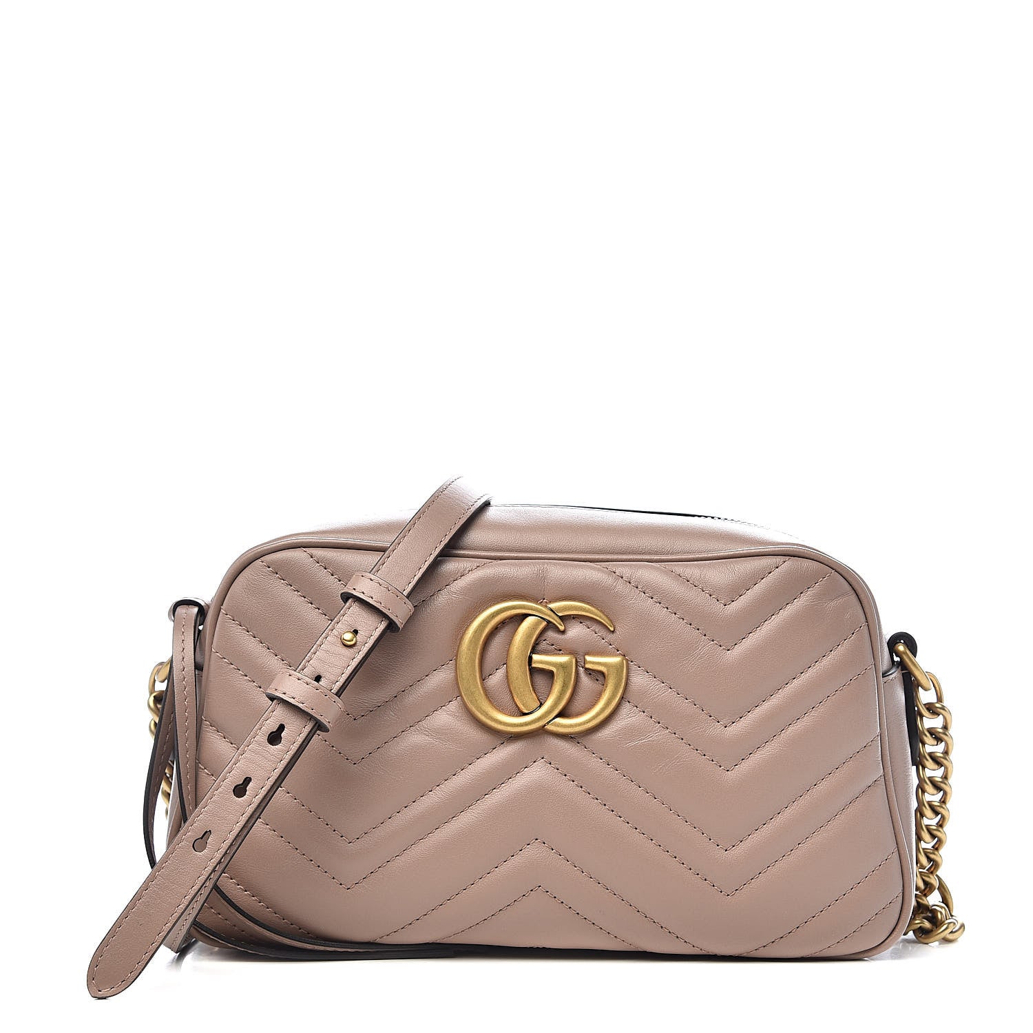 Gucci Calfskin Matelasse Small GG Marmont Chain Shoulder Bag Porcelain Rose 1 of 11