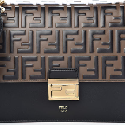 Fendi Vitello Liberty Bi-Color FF 1974 Embossed Kan U Shoulder Bag Black Maya 12 of 12