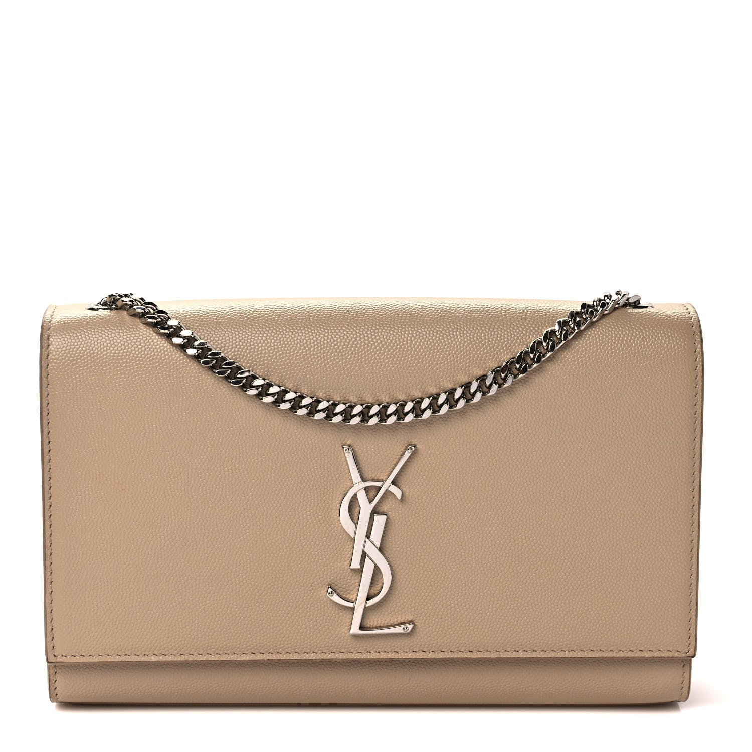 Saint Laurent Grain De Poudre Medium Monogram Kate Satchel Dark Beige 1 of 10