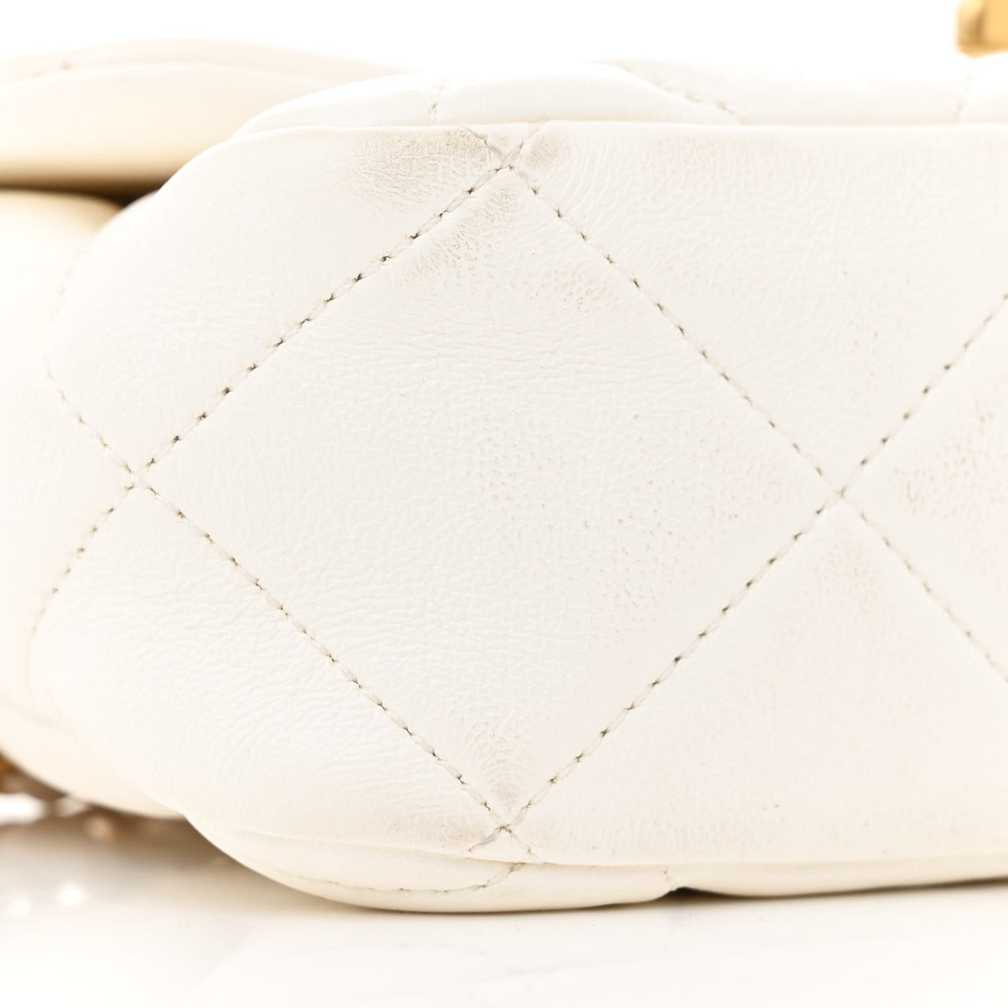 Lambskin Plexiglass Quilted Coco Love Flap White