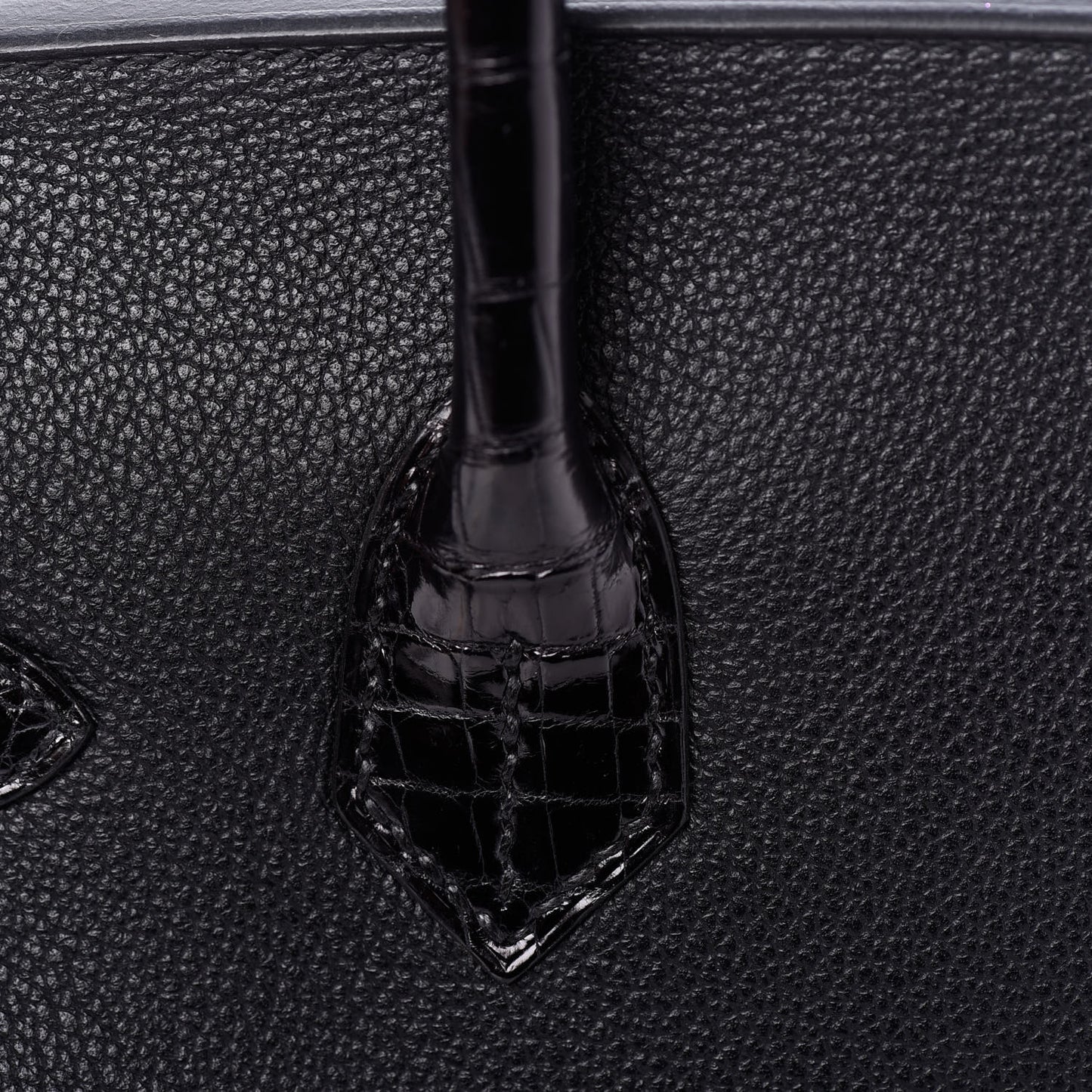Taurillon Novillo Shiny Niloticus Crocodile Birkin Touch 30 Black