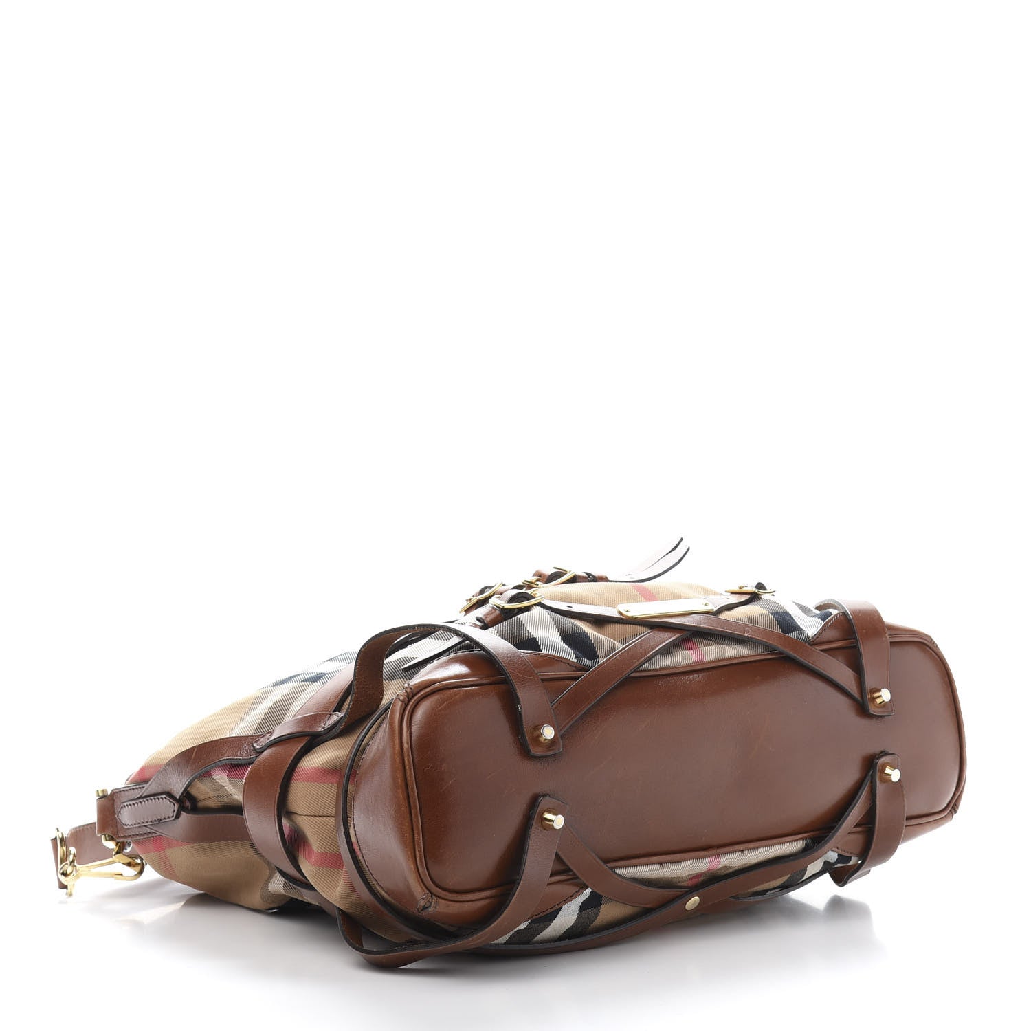 Burberry House Check Bridle Calfskin Medium Gosford Hobo Dark Tan 4 of 14