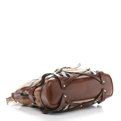 Burberry House Check Bridle Calfskin Medium Gosford Hobo Dark Tan 4 of 14