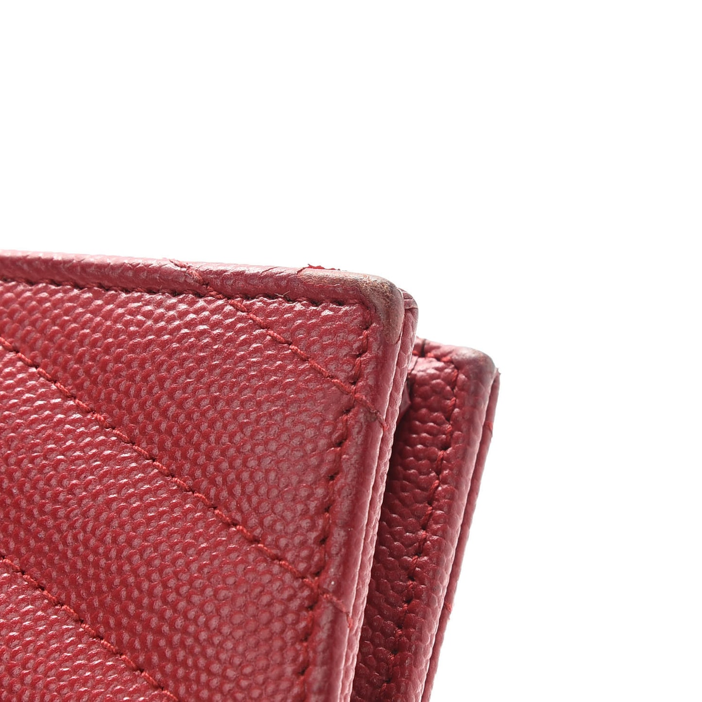 Grain De Poudre Matelasse Chevron Monogram Envelope Chain Wallet New Red