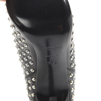 Saint Laurent Calfskin Studded Ankle Booties 35.5 Black 6 of 8