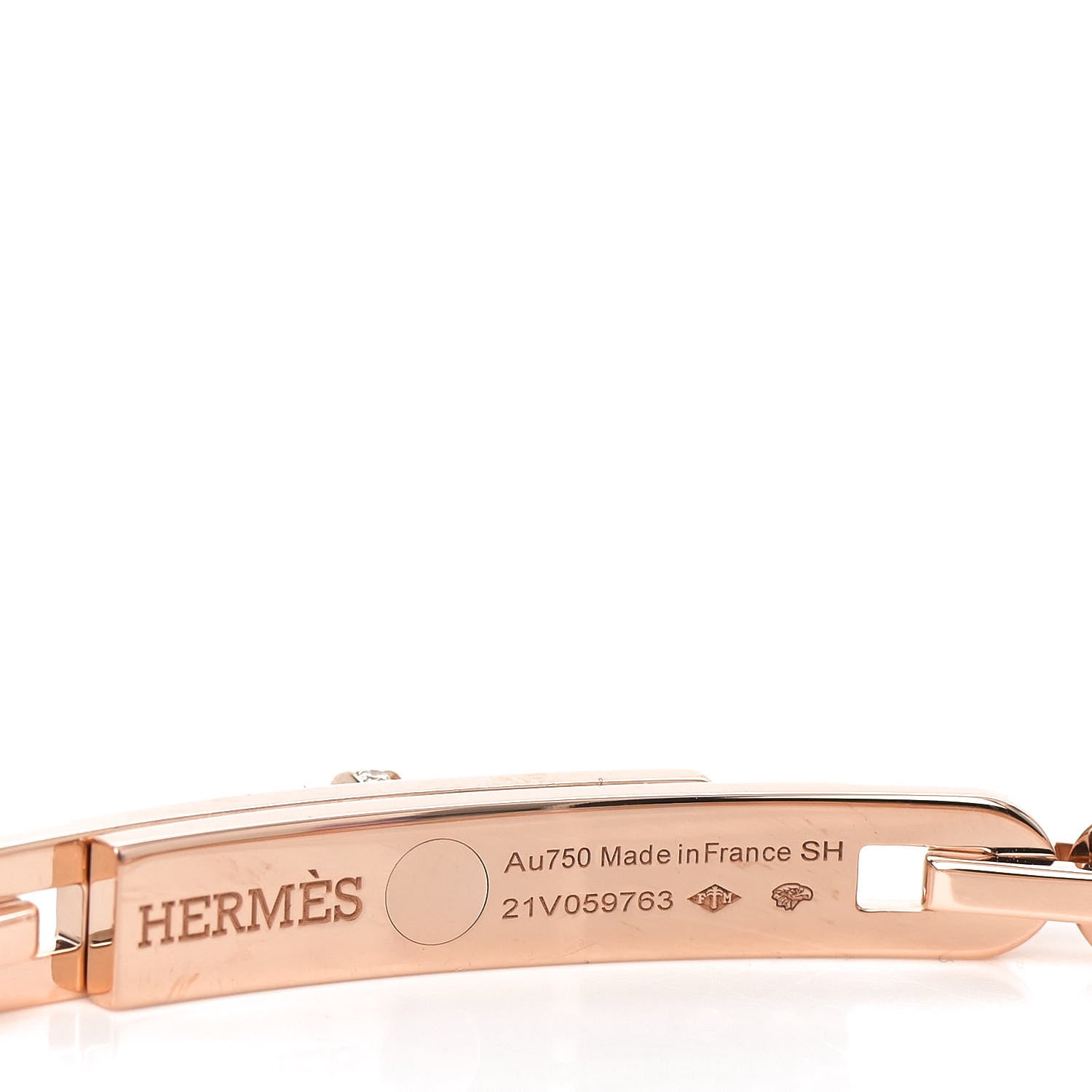 Hermes 18K Rose Gold Diamond Full Pave PM Kelly Chaine Bracelet SH 3 of 4