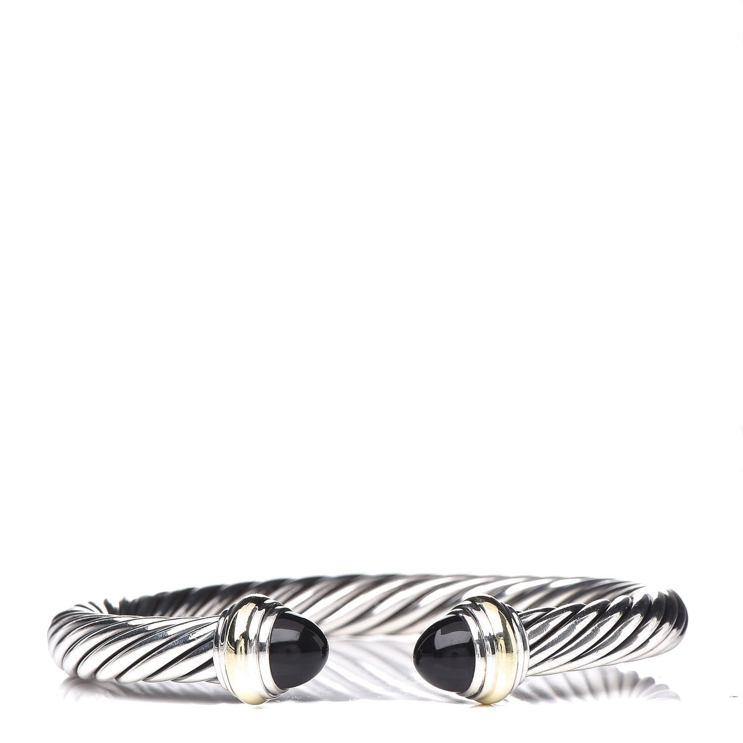 Sterling Silver 14K Yellow Gold Black Onyx 7mm Cable Classics Bracelet