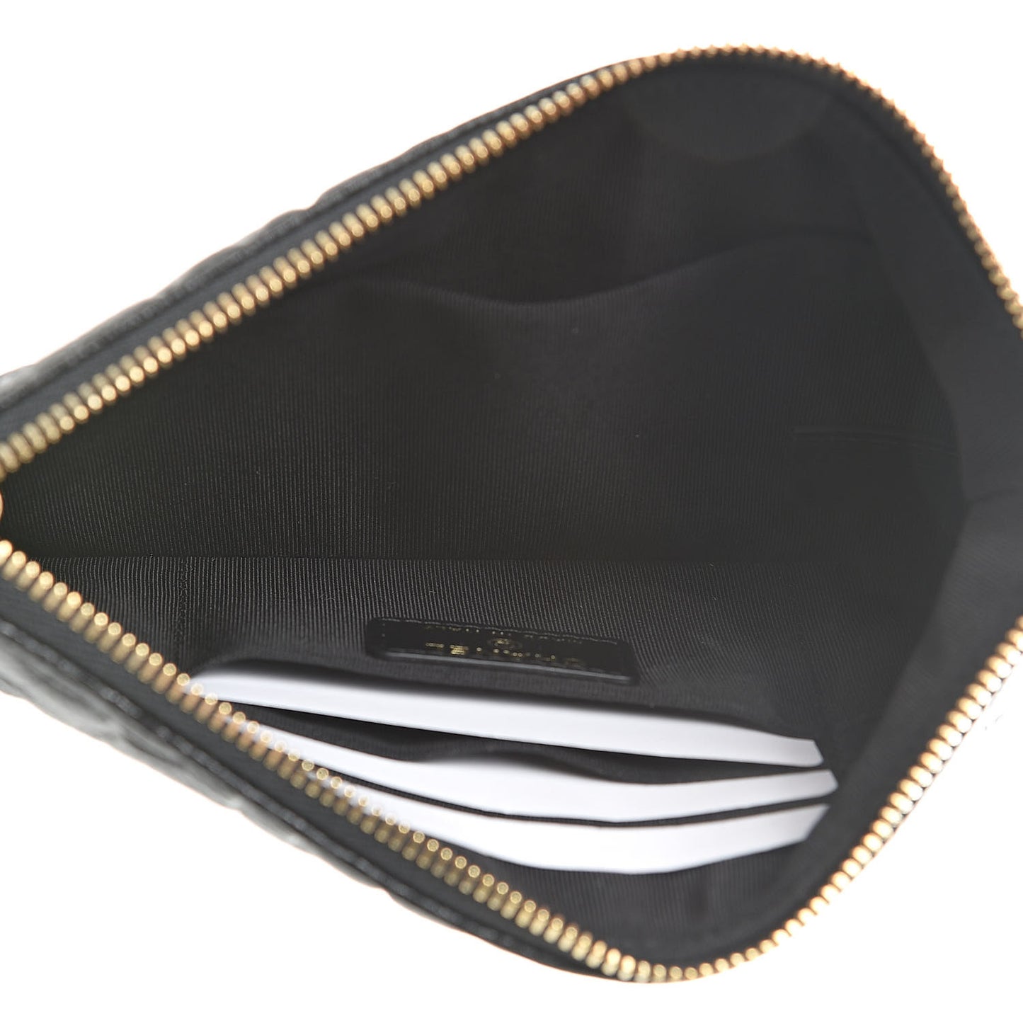 Caviar Camellia Embossed Small Pouch Black