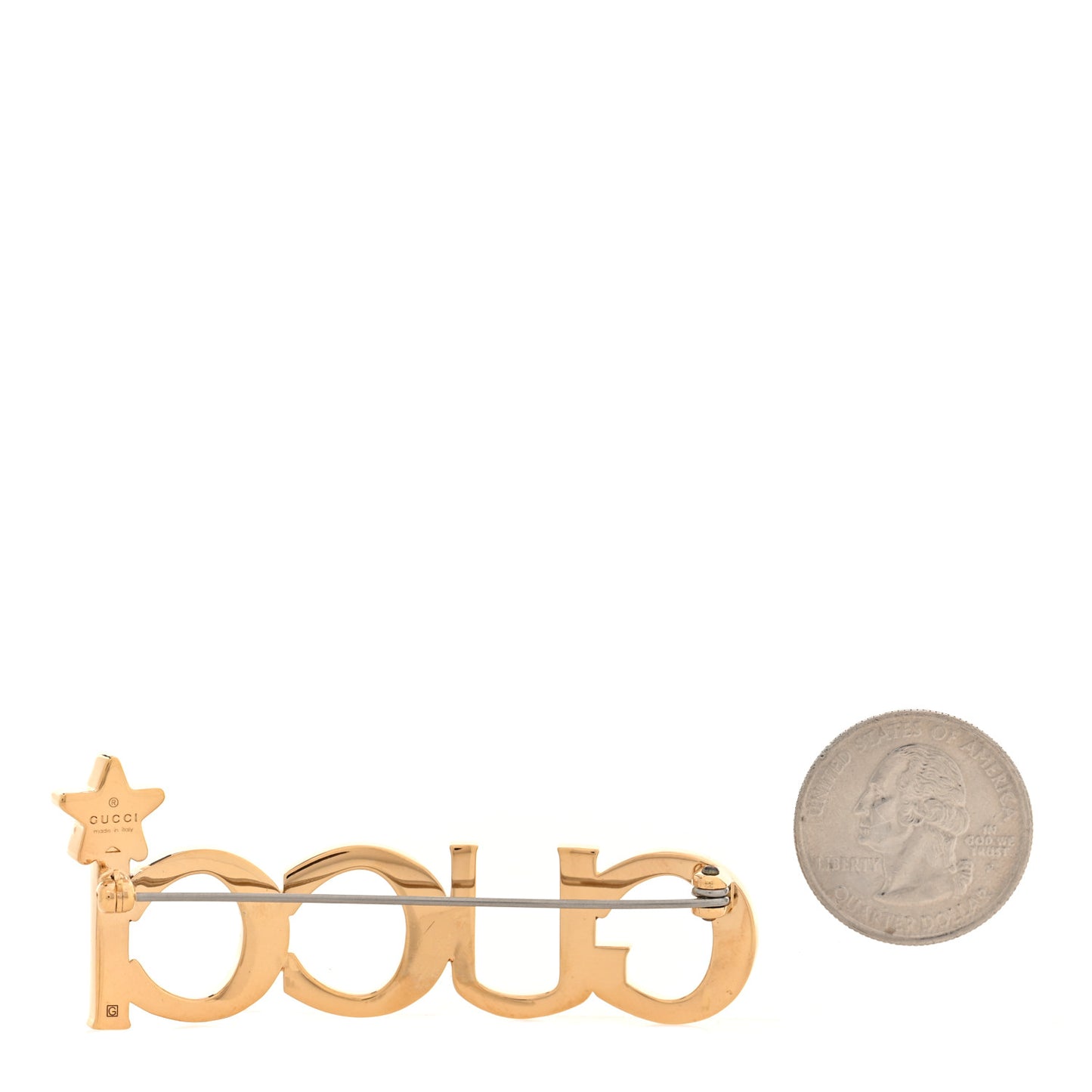 Metal Crystal Gucci Star Brooch Gold