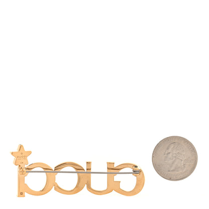 Gucci Metal Crystal Gucci Star Brooch Gold 2 of 4
