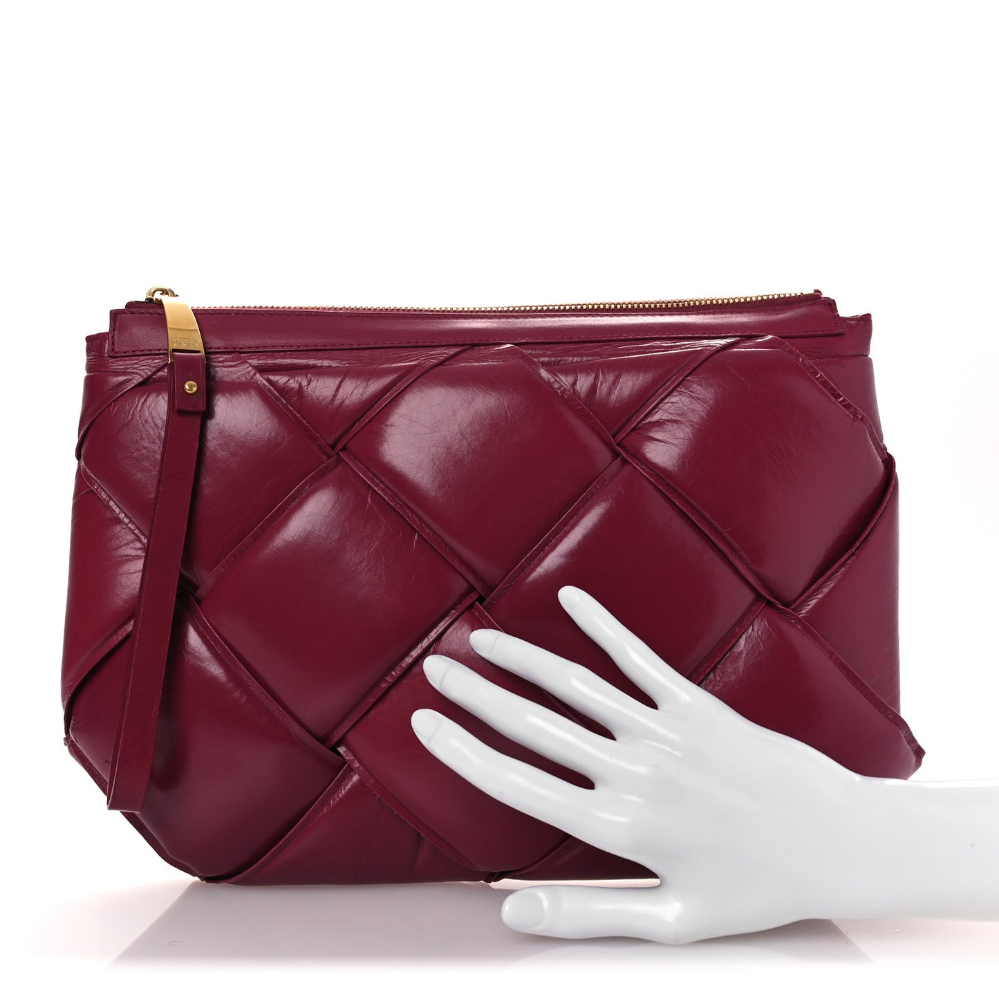 Nappa Maxi Intrecciato Padded Clutch Red