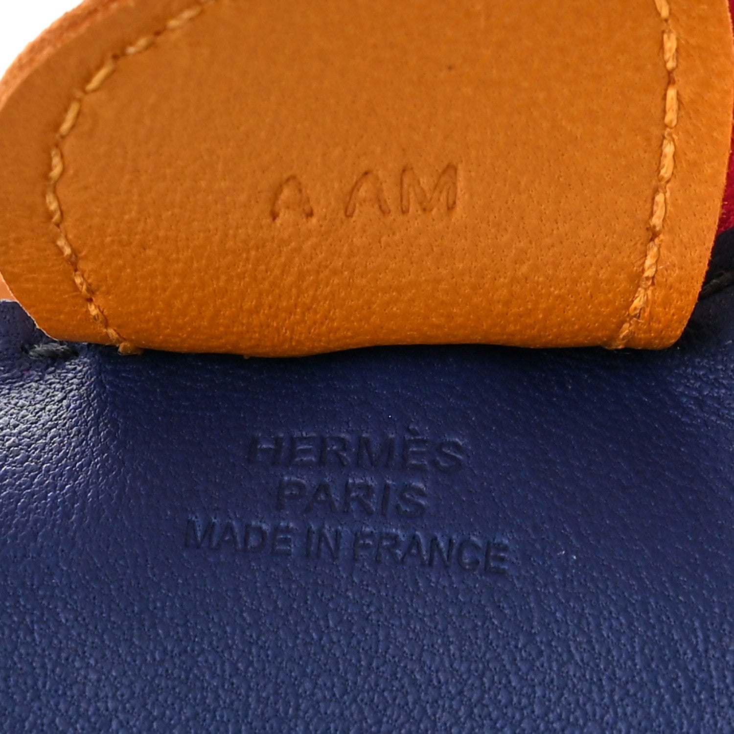 Hermes Milo Lambskin Grigri Rodeo Horse Bag Charm MM Bleu Saphir Rose Pourpre Naturel Bouton D'Or 3 of 6