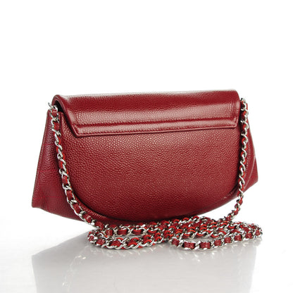 Chanel Caviar Half Moon Wallet On Chain WOC Dark Red 3 of 8