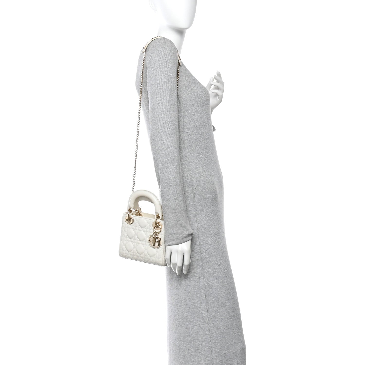 Christian Dior Lambskin Cannage Mini Lady Dior Latte 1882647