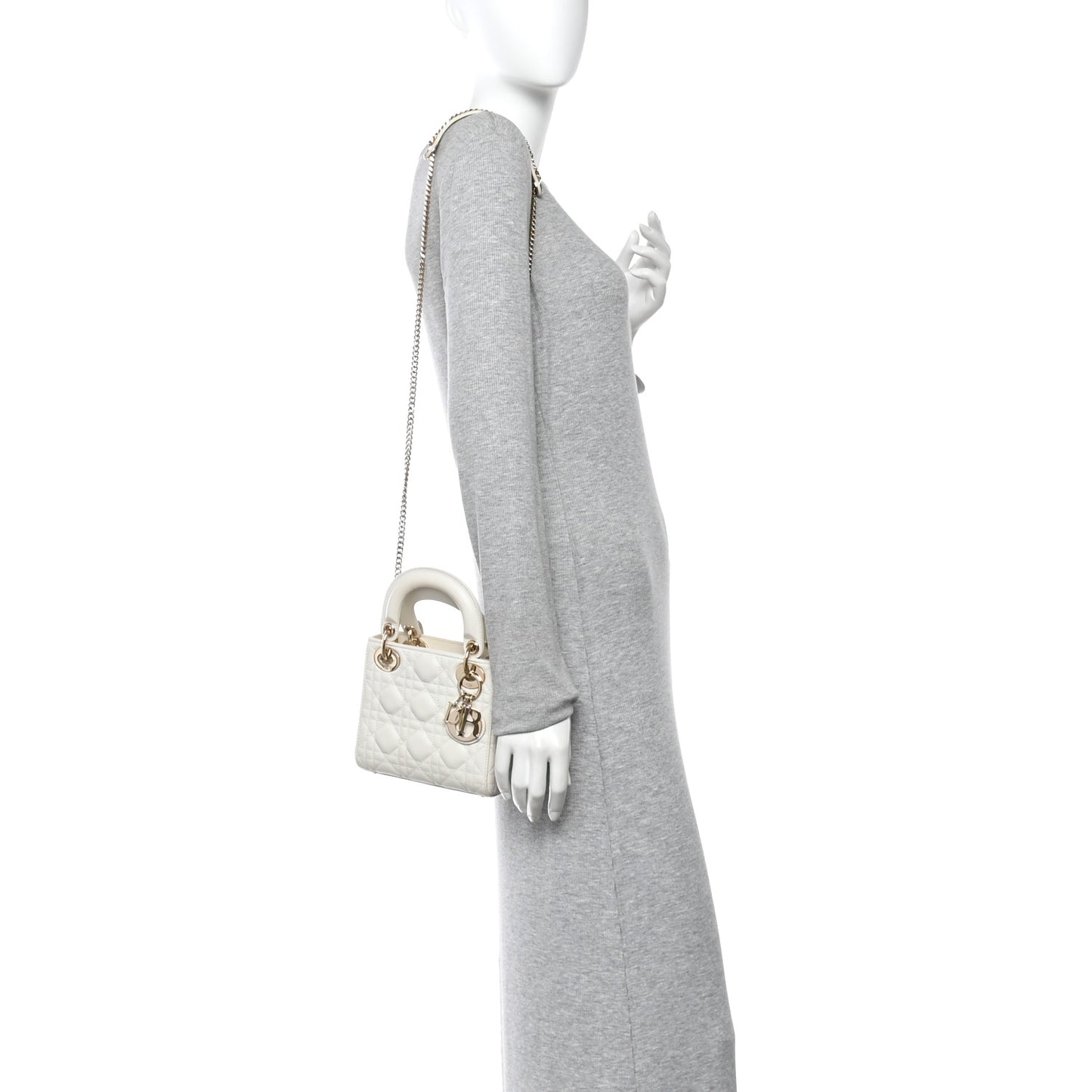 Lambskin Cannage Mini Lady Dior Latte