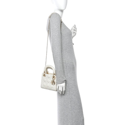 Christian Dior Lambskin Cannage Mini Lady Dior Latte 2 of 10