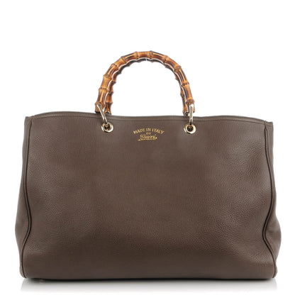 Gucci Calfskin Large Bamboo Shopper Tote Grey Field 1 of 8