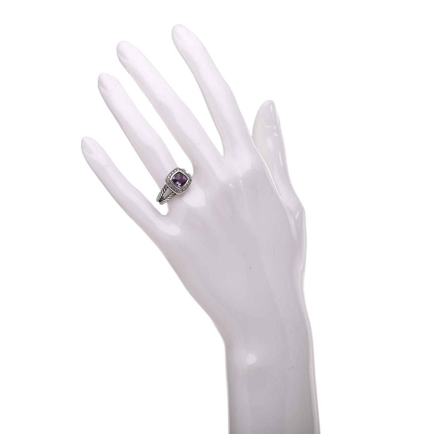 Sterling Silver Diamond Amethyst 7mm Petite Albion Ring 52 6