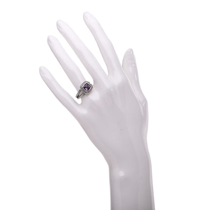 David Yurman Sterling Silver Diamond Amethyst 7mm Petite Albion Ring 52 6 2 of 4