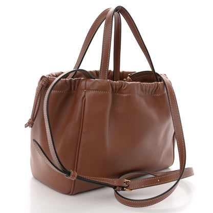 Celine Smooth Calfskin Cuir Small Triomphe Cabas Drawstring Tan 3 of 10