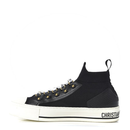 Christian Dior Technical Knit Calfskin Womens Walk'N'Dior High Top Sneakers 38.5 Black 1 of 11