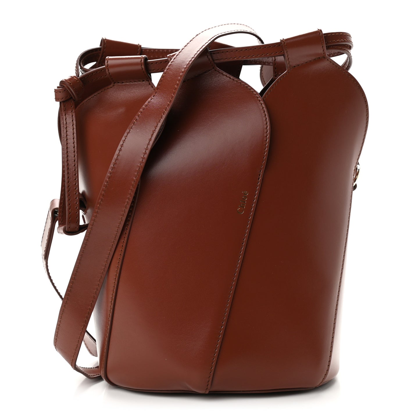 Smooth Grained Calfskin Small Tulip Bucket Bag Sepia Brown