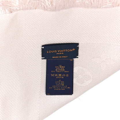 Louis Vuitton Wool Silk Monogram Denim Shawl Pearl Grey 3 of 4