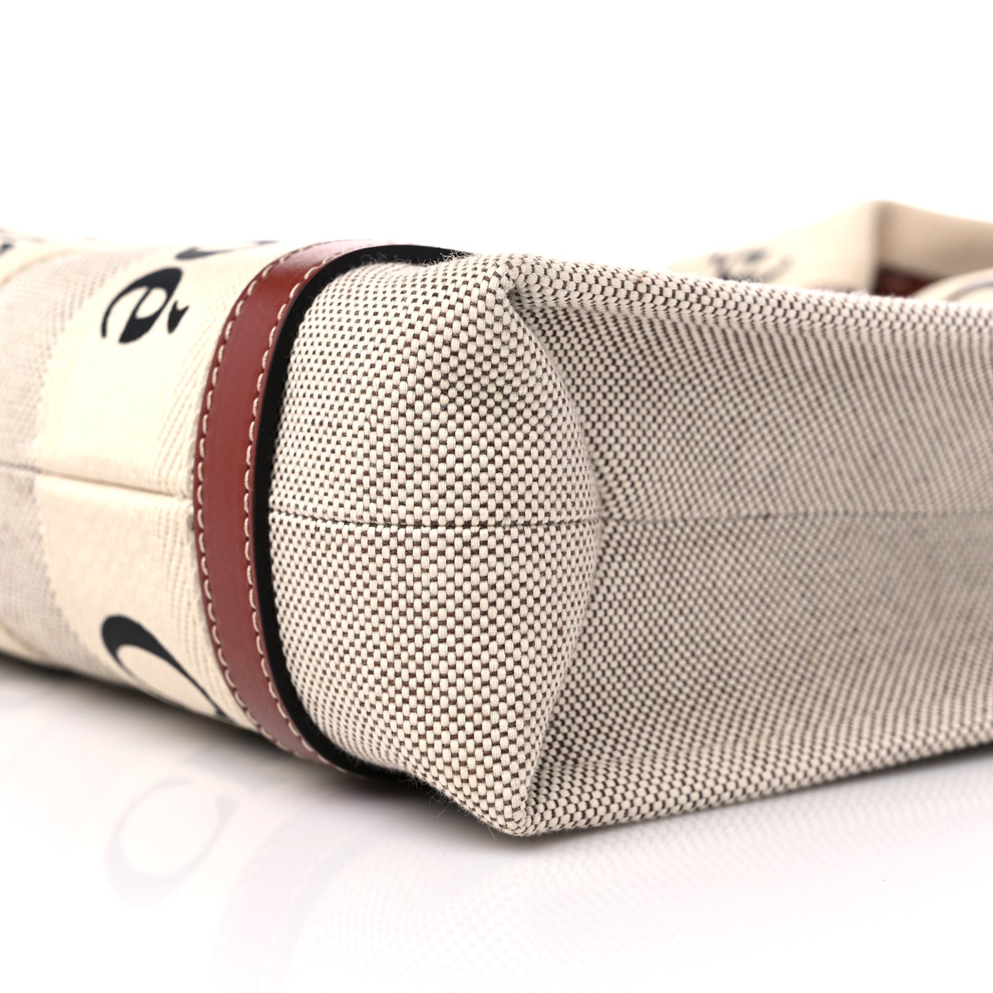 Cotton Calfskin Small Woody Ribbon Tote With Strap White Brown