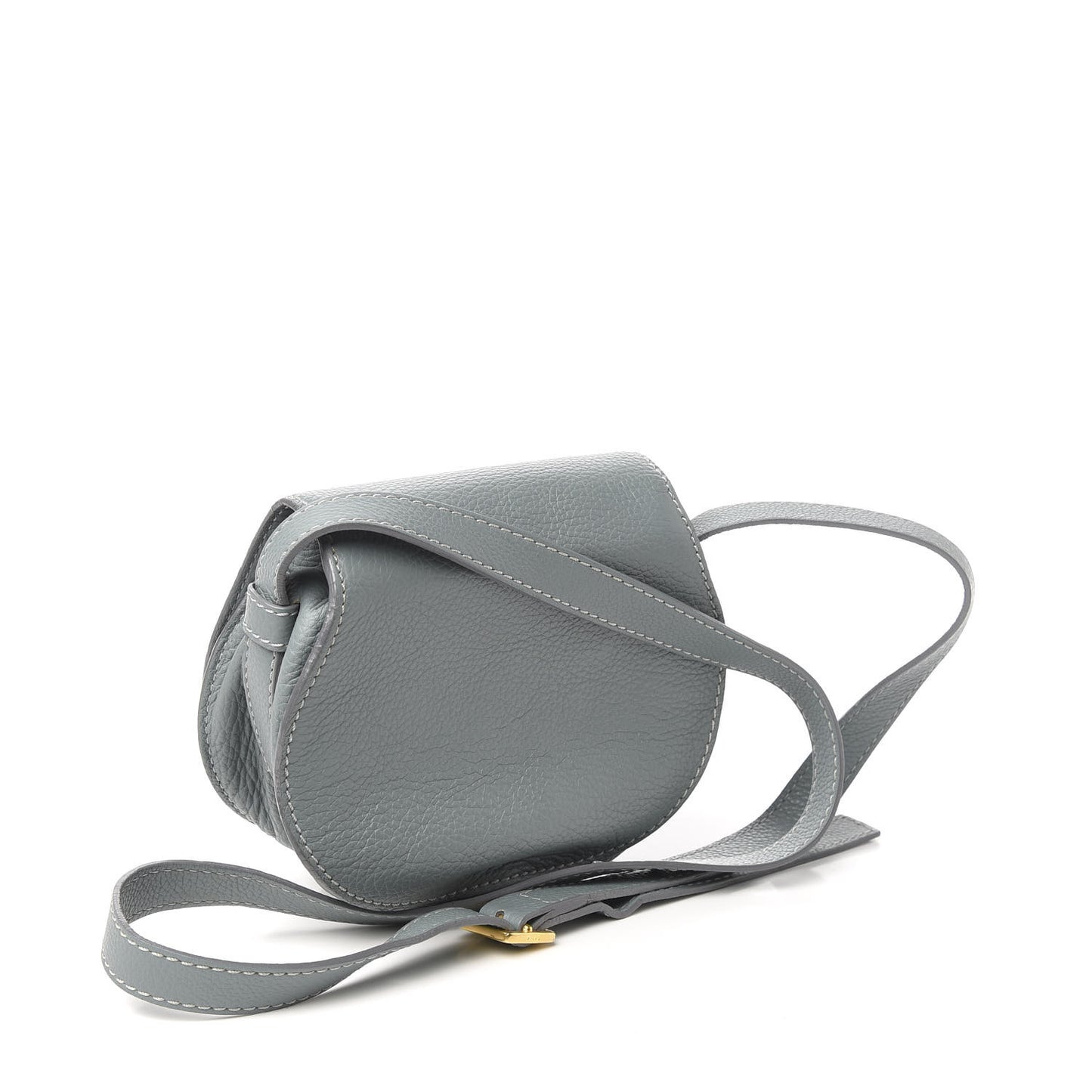 Calfskin Mini Marcie Round Crossbody Bag Faded Blue
