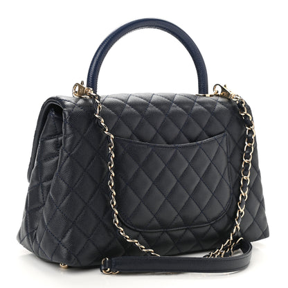Chanel Caviar Lizard Quilted Small Coco Handle Flap Navy Blue 3 of 10