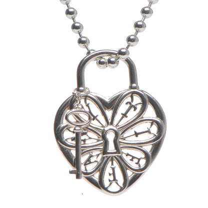 Tiffany Sterling Silver Filigree Heart Key Pendant Necklace 4 of 5