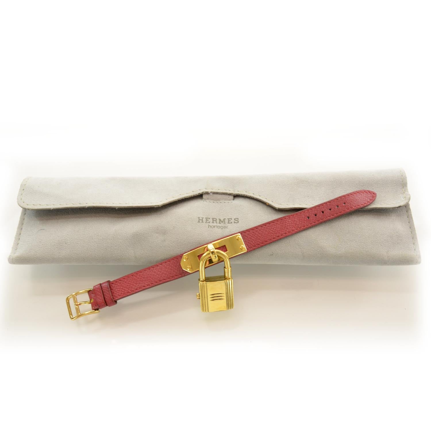 Hermes Stainless Steel Courchevel 20mm Kelly Cadena Quartz Watch Rouge 3 of 6