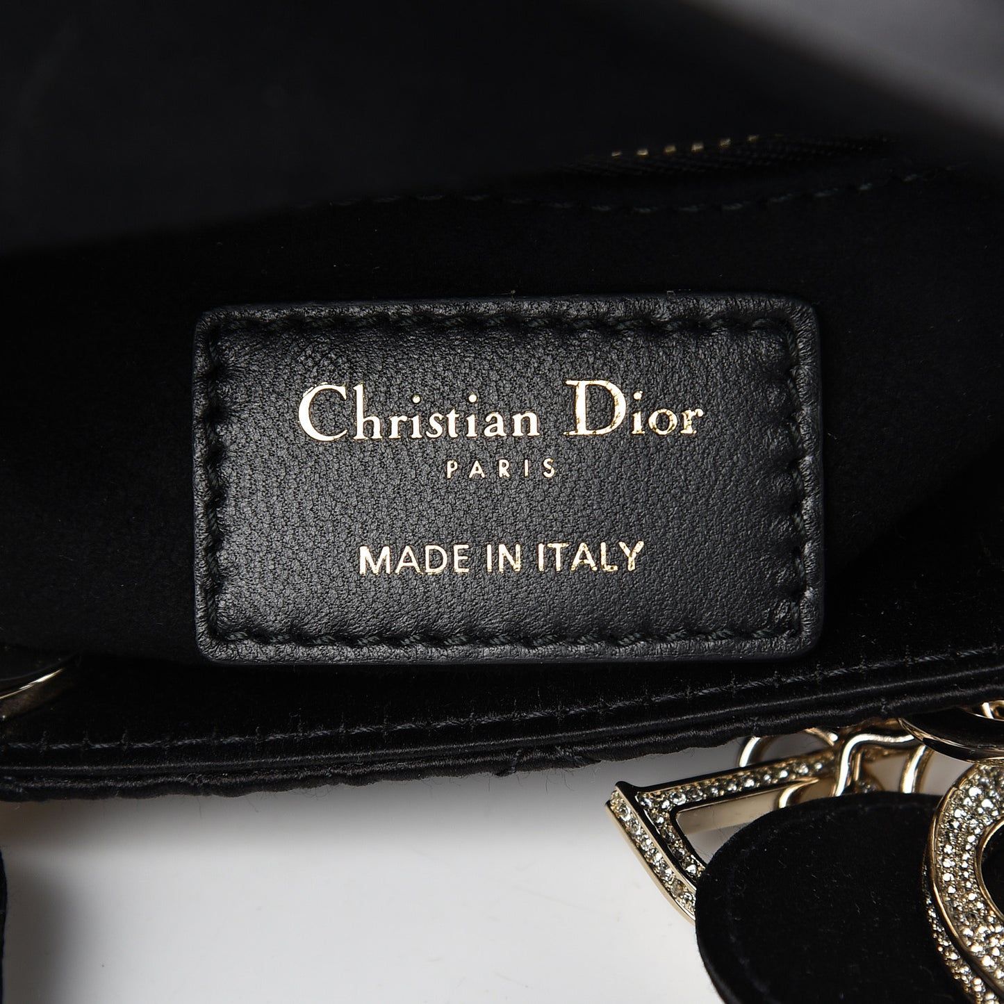 Satin Swarovski Crystal Cannage Mini Lady Dior Black